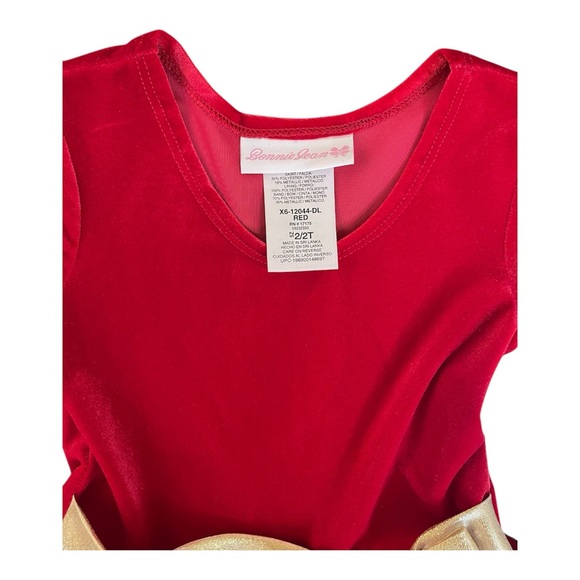 Bonnie Jean Red Green Gold Velvet Plaid Holiday Christmas 2T Dress NWT - Picture 3 of 6
